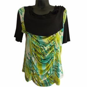 MARIE LOU | Women's Top Black Green Teal White